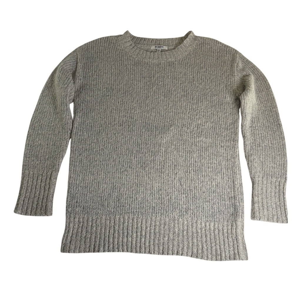 BB Dakota Sweater Womens Small Grey Excellent Marled Crewneck Knit LTBE46764